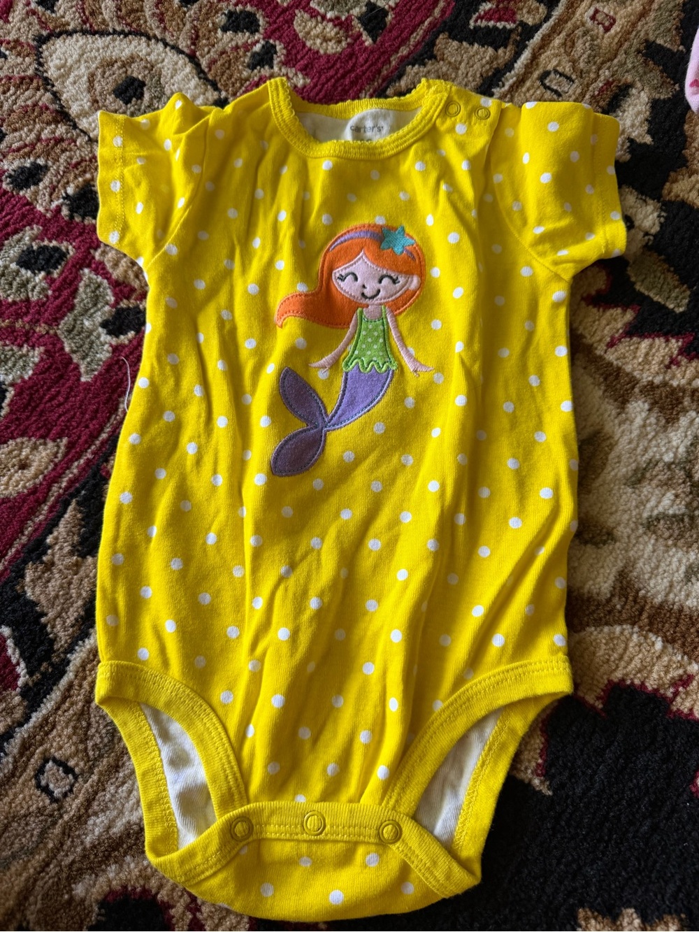 10/20 Carter's Yellow Polka Dot Mermaid Bodysuit